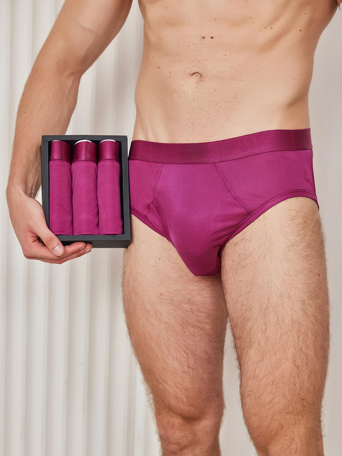 [Dark Red] SilkSilky-AU Silk Knitted Mens Underwear 001