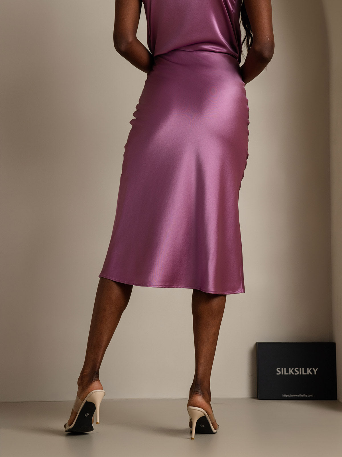 [Deep Purple] SilkSilky-AU 19Momme Pure Silk Skirt 002