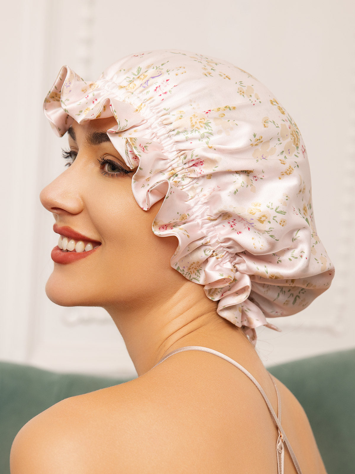 [Floral] SilkSilky-AU Pure Silk Sleep Cap 004