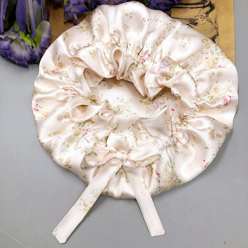 [Floral] SilkSilky-AU Pure Silk Sleep Cap 005