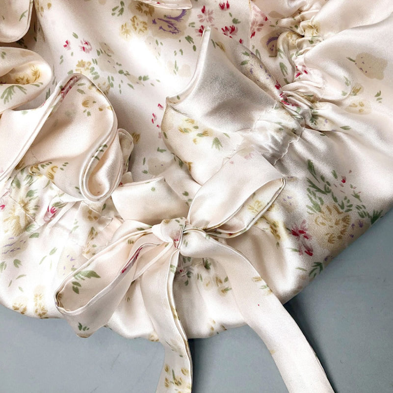 [Floral] SilkSilky-AU Pure Silk Sleep Cap 007
