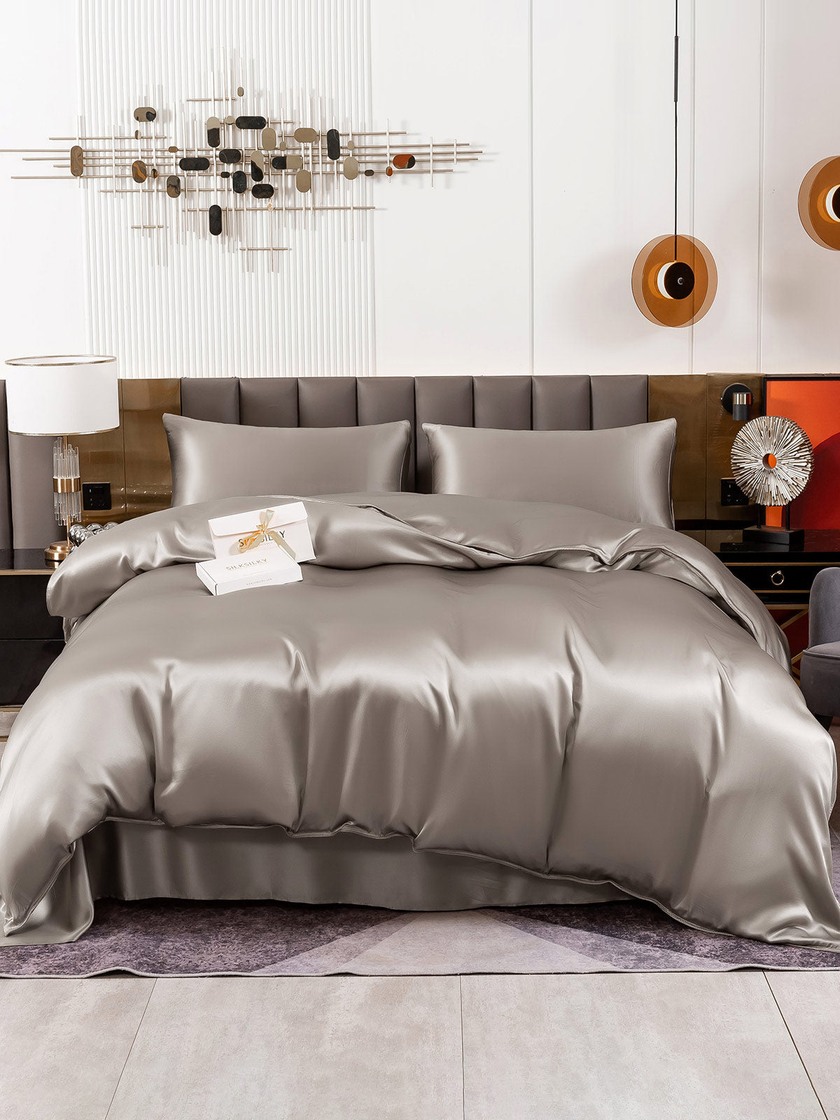 [Gray] SilkSilky-AU 19Momme Pure Silk Bedding Set 002