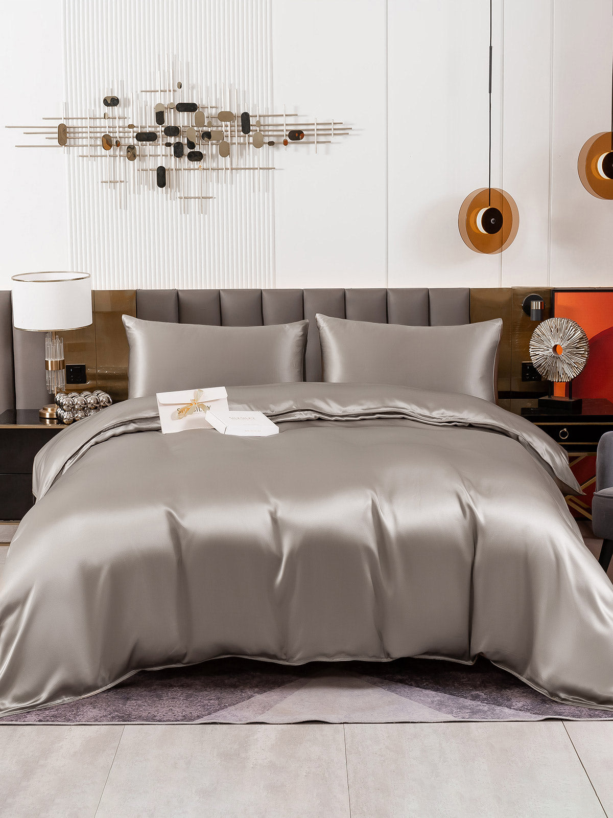 [Gray] SilkSilky-AU 19Momme Pure Silk Bedding Set 002