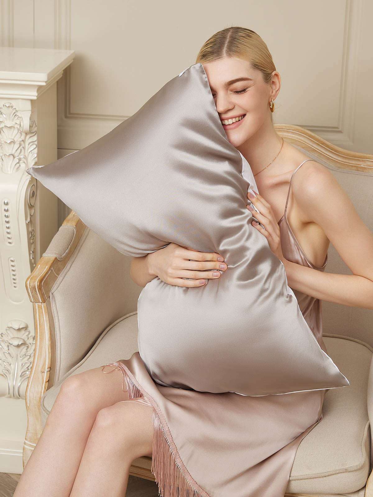 [Gray] SilkSilky-AU 19Momme Pure Silk Pillowcase 001