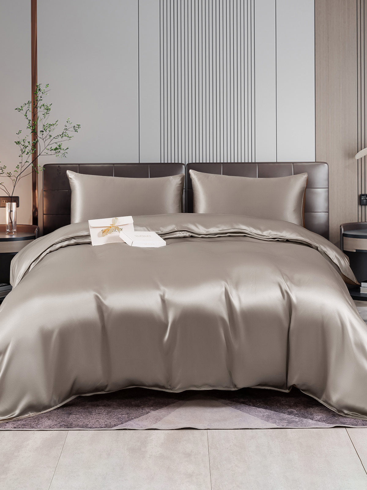 [Gray] SilkSilky-AU 22Momme Pure Silk Bedding Set 001