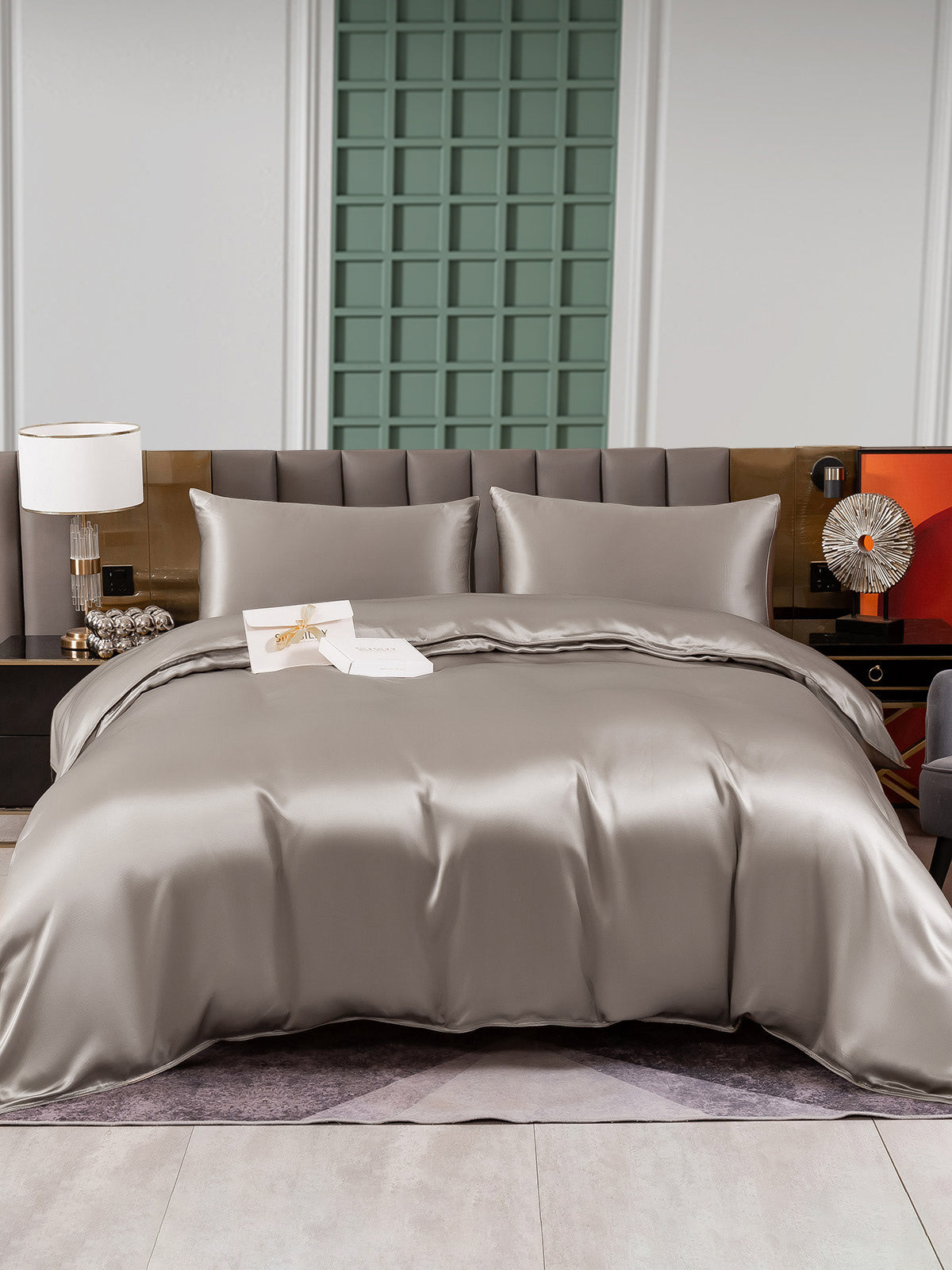 [Gray] SilkSilky-AU 25Momme Pure Silk Bedding Set 002