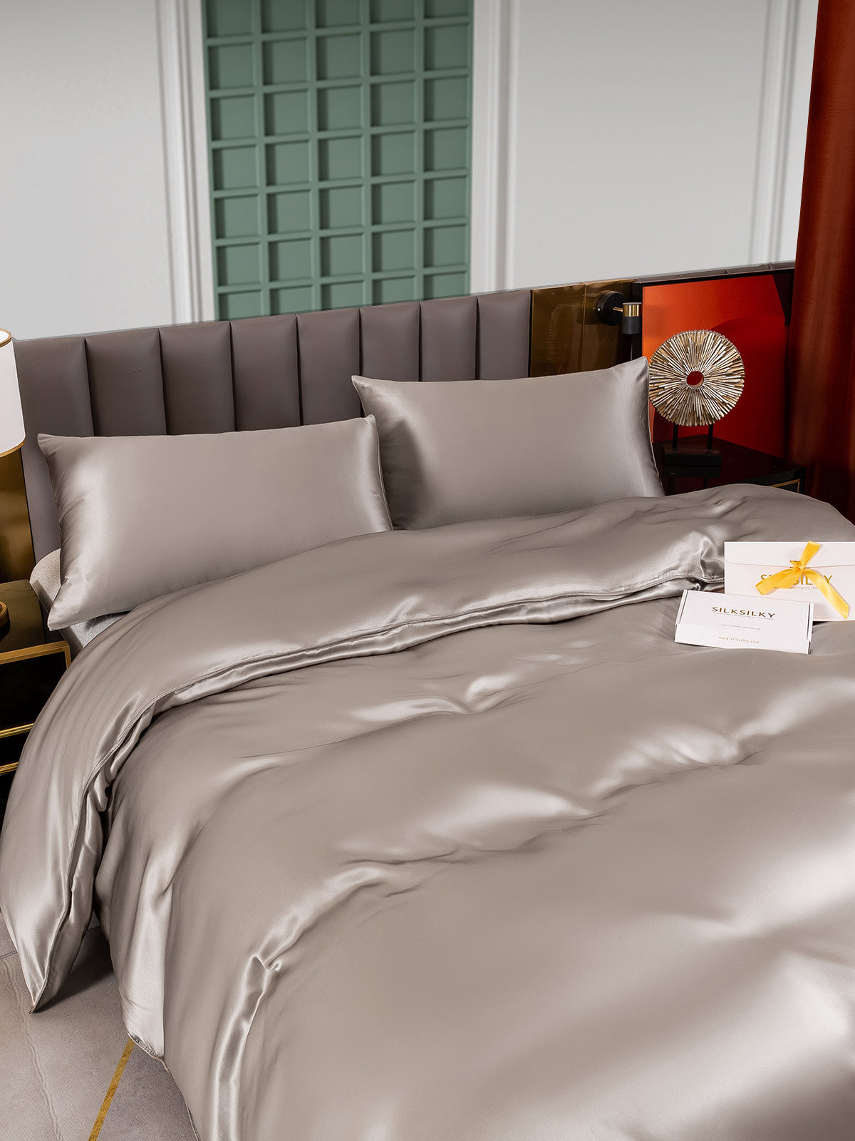 [Gray] SilkSilky-AU 25Momme Pure Silk Bedding Set 004