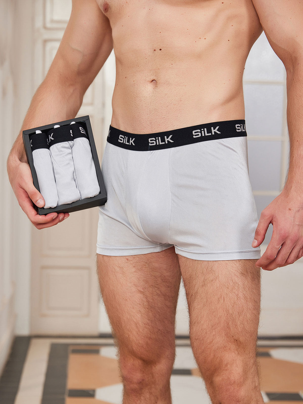 [Gray] SilkSilky-AU Silk Knitted Mens Underwear 001