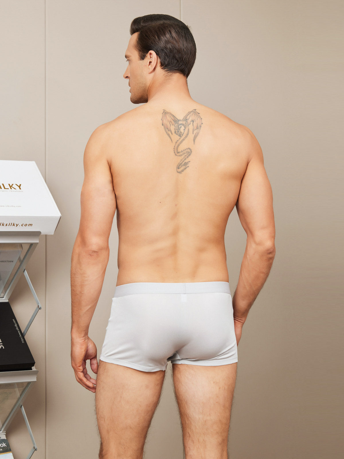 [Gray] SilkSilky-AU Silk Knitted Mens Underwear 002