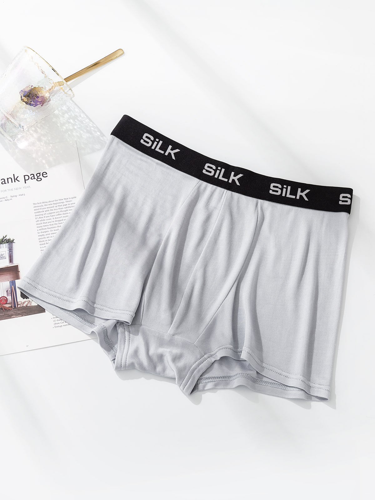 [Gray] SilkSilky-AU Silk Knitted Mens Underwear 003