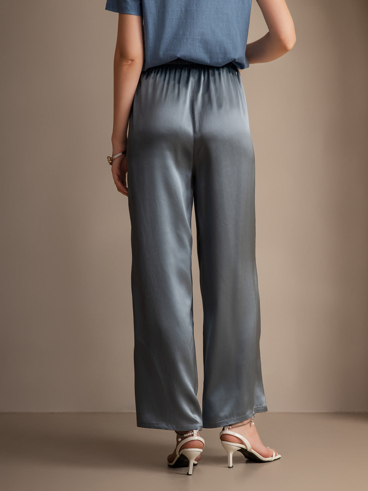 [Grayish Blue] SilkSilky-AU Pure Silk Womens Pants 002
