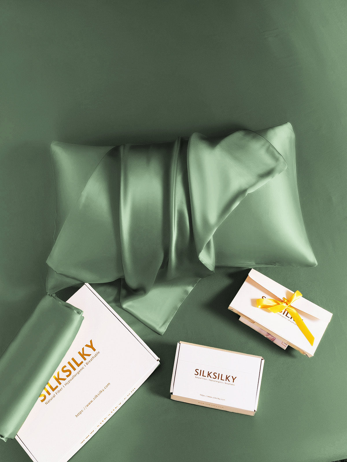 [Grayish Green] SilkSilky-AU 30Momme Pure Silk Pillowcase 006