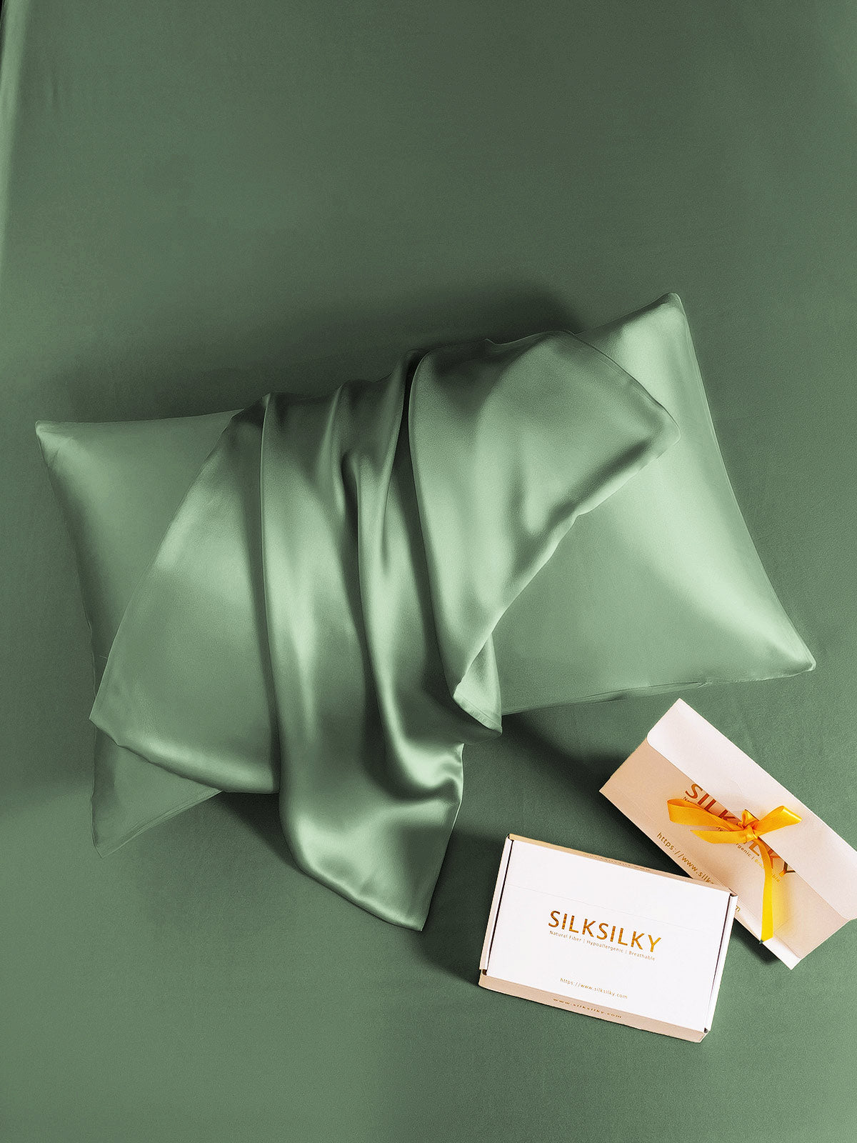 [Grayish Green] SilkSilky-AU 30Momme Pure Silk Pillowcase 006