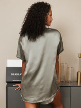 [Grayish Green] SilkSilky-AU Short Sleeve Round Neck Women's Pyjamas 002