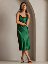 [Green] SilkSilky-AU Sleeveless Cowl Neck Dress 004