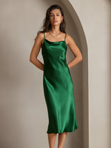 [Green] SilkSilky-AU Sleeveless Cowl Neck Dress 008