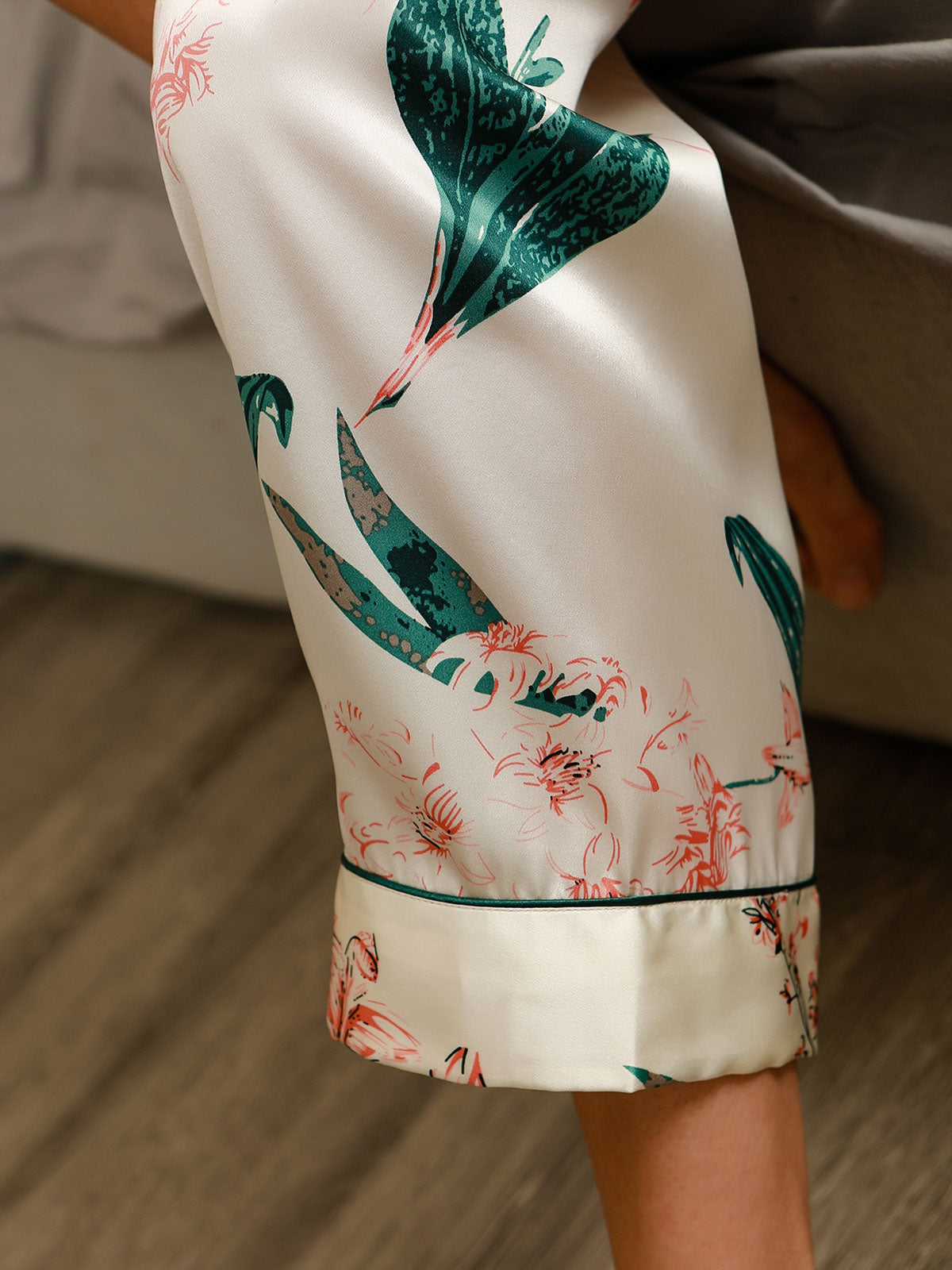 [Ivory] SilkSilky-AU Pure Silk Long Sleeve Lapel Women's Pyjamas 008