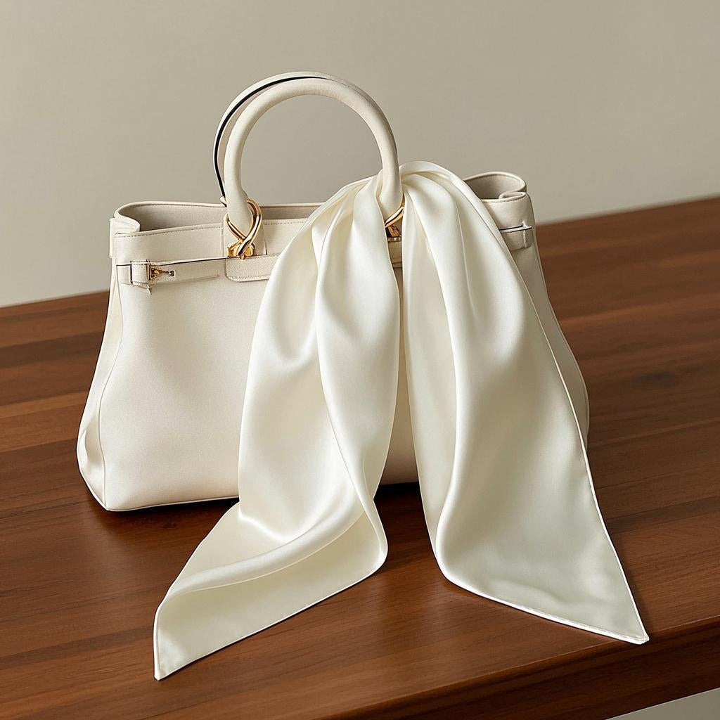 [Ivory] SilkSilky-AU Pure Silk Scarf 001
