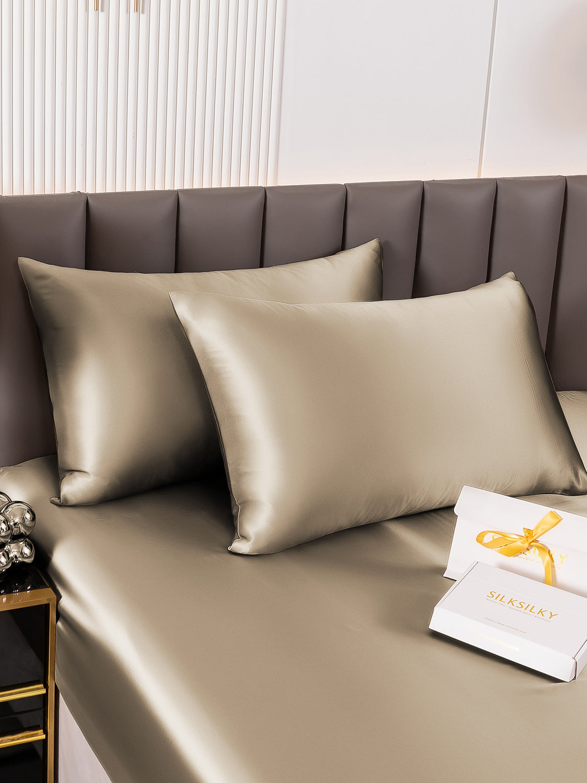 [Khaki] SilkSilky-AU 19Momme Pure Silk Pillowcase 001
