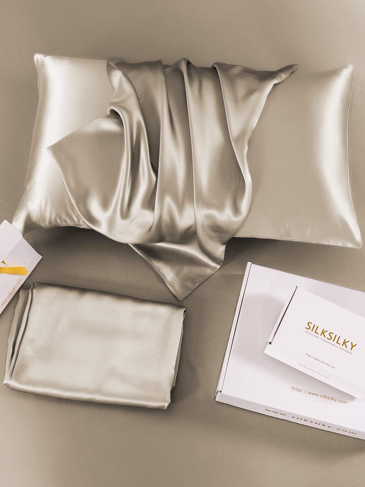 [Khaki] SilkSilky-AU 19Momme Pure Silk Pillowcase 005