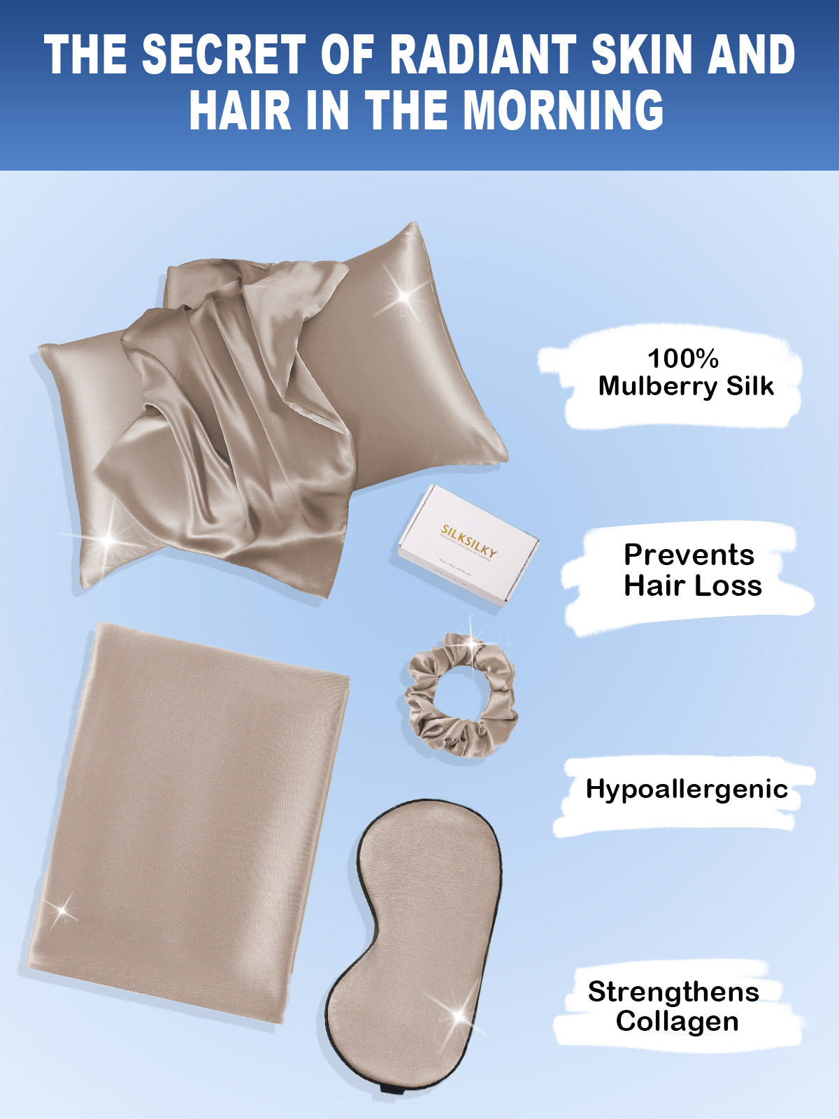 [Khaki] SilkSilky-AU 19Momme Pure Silk Pillowcase Set 002
