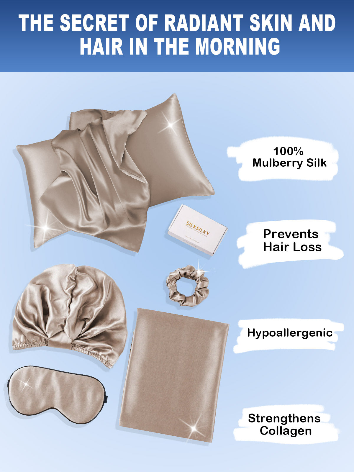 [Khaki] SilkSilky-AU 19Momme Pure Silk Pillowcase Set 002