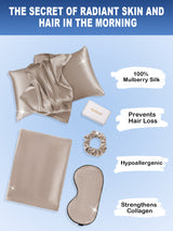 [Khaki] SilkSilky-AU 19Momme Pure Silk Pillowcase Set 002
