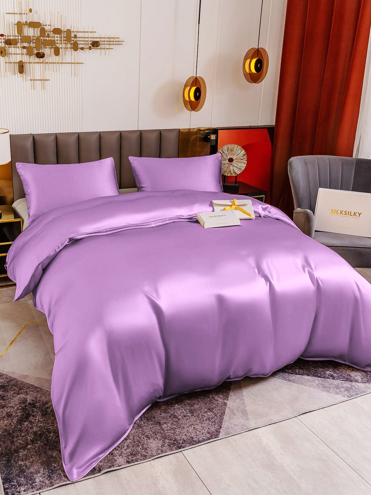 [Lavender] SilkSilky-AU 19Momme Pure Silk Bedding Set 003