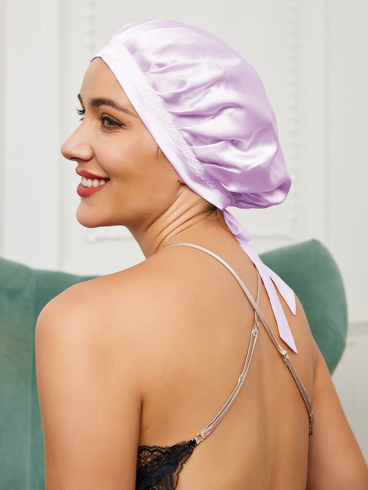 [Lavender] SilkSilky-AU Pure Silk Sleep Cap 001