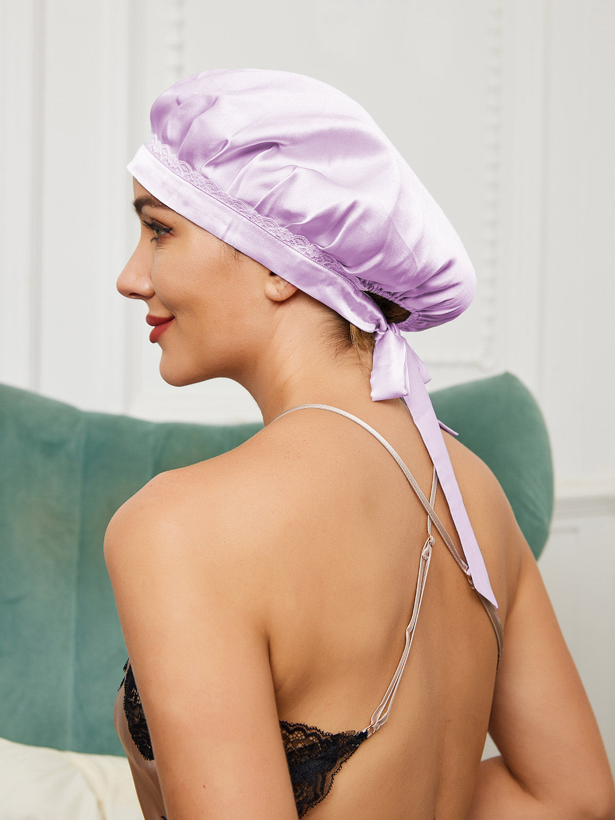 [Lavender] SilkSilky-AU Pure Silk Sleep Cap 002