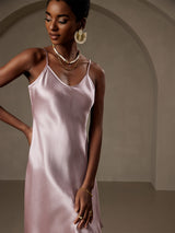 [Lavender] SilkSilky-AU Spaghetti Strap V Neck Dress 004