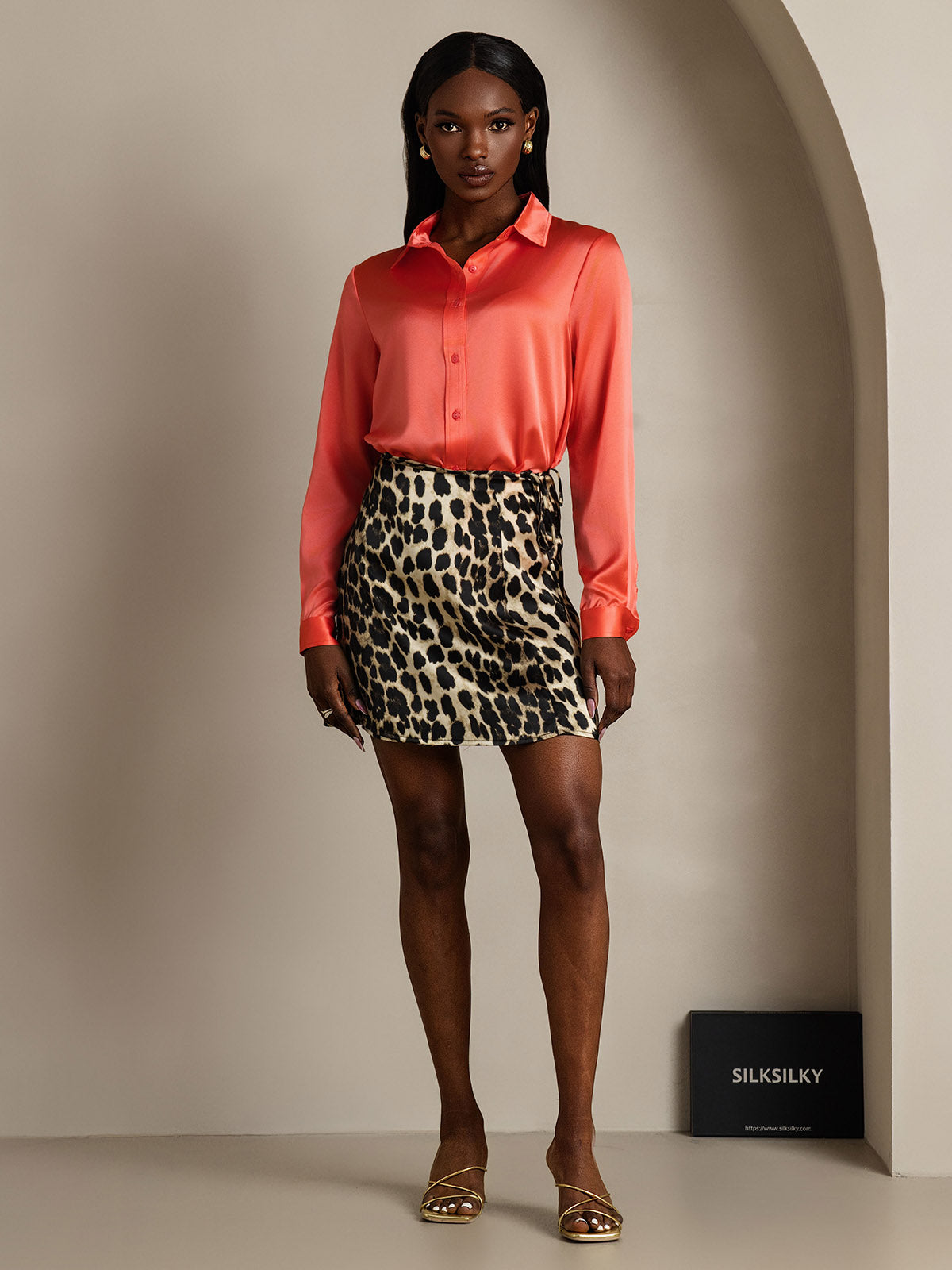 [Leopard] SilkSilky-AU Pure Silk Skirt 006