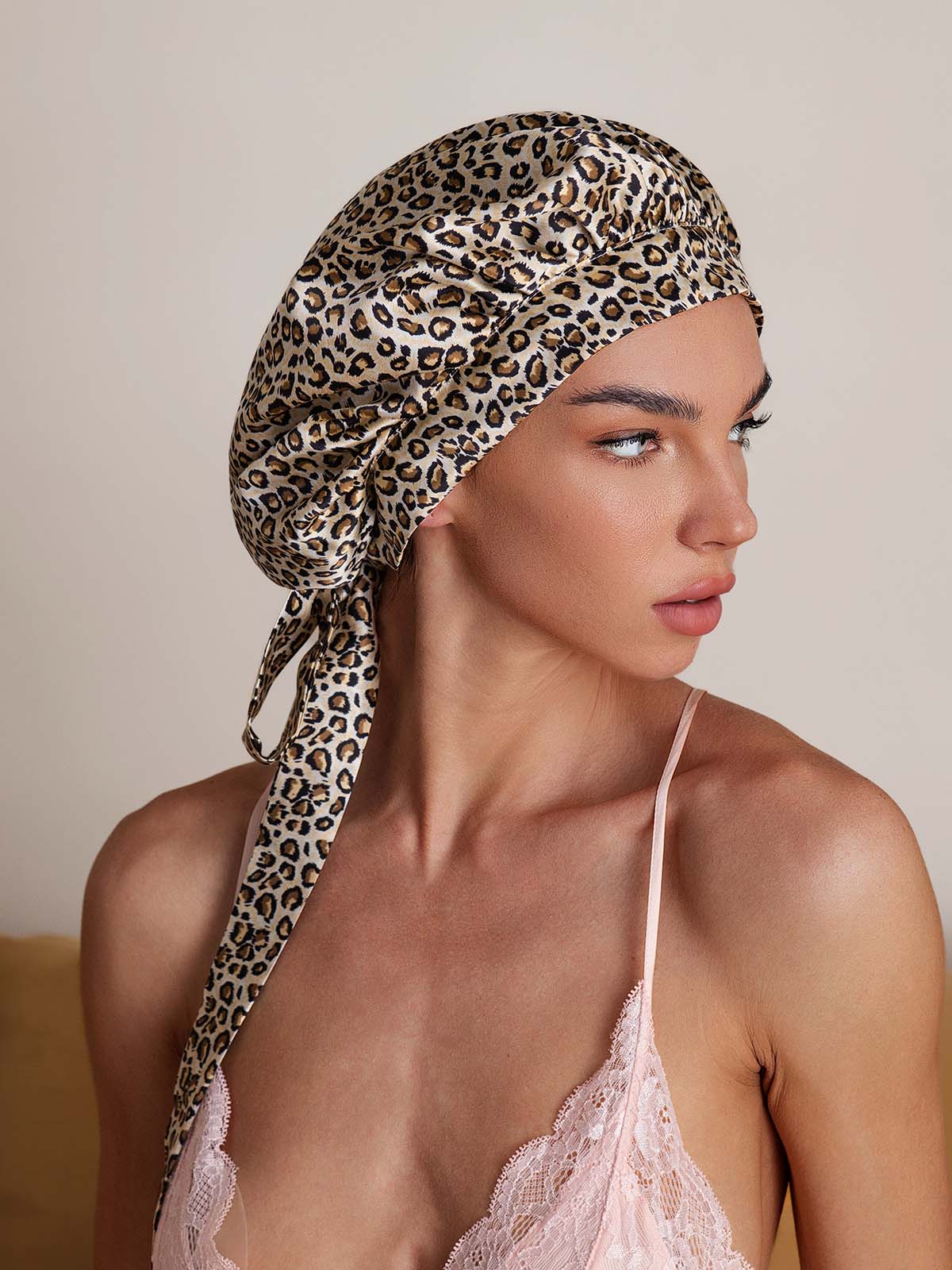 [Leopard] SilkSilky-AU Pure Silk Sleep Cap 005