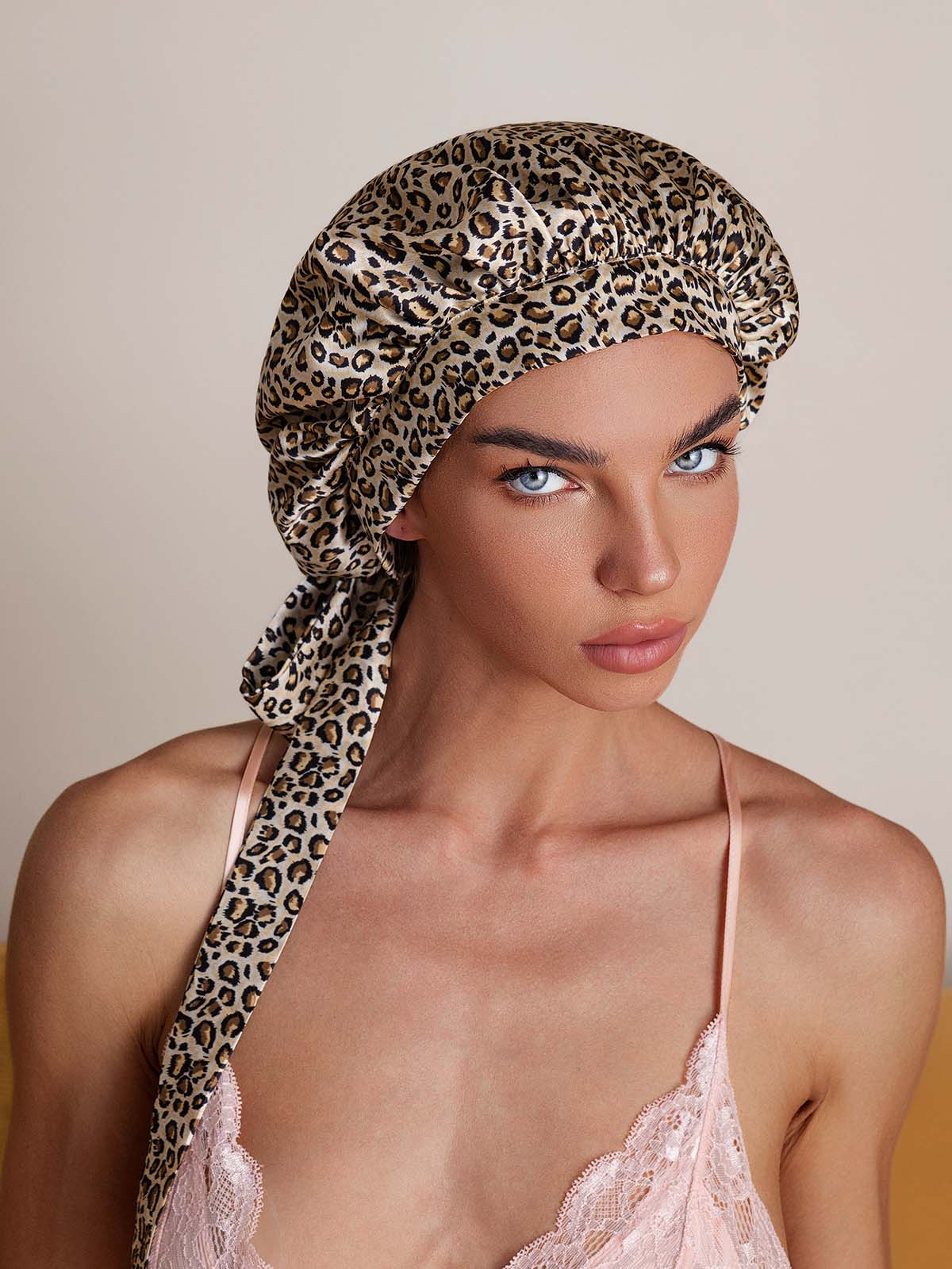 [Leopard] SilkSilky-AU Pure Silk Sleep Cap 005