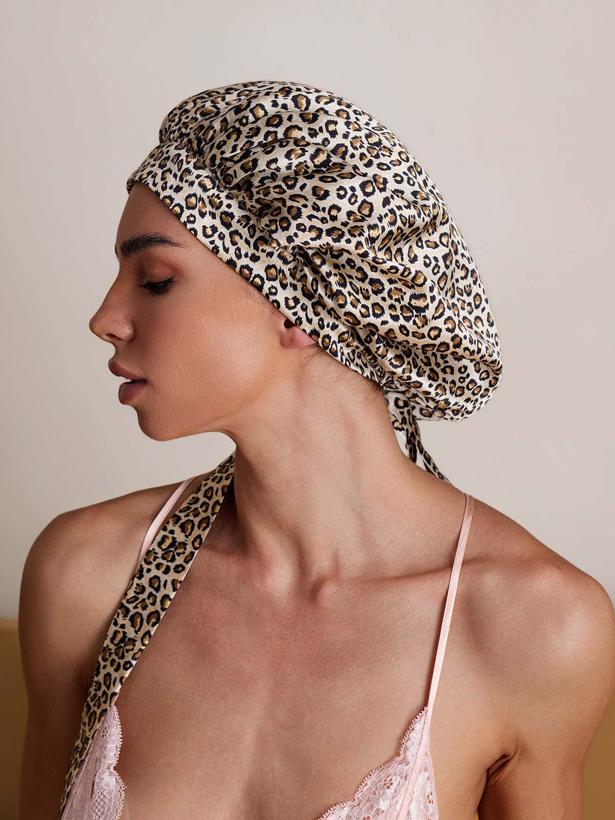 [Leopard] SilkSilky-AU Pure Silk Sleep Cap 007