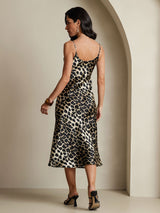 [Leopard] SilkSilky-AU Sleeveless V Neck Dress 008