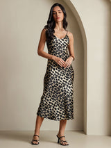 [Leopard] SilkSilky-AU Sleeveless V Neck Dress 009