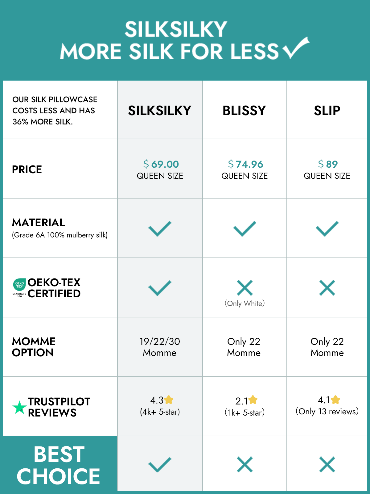 [Light Blue] SilkSilky-AU 19Momme Pure Silk Pillowcase 004