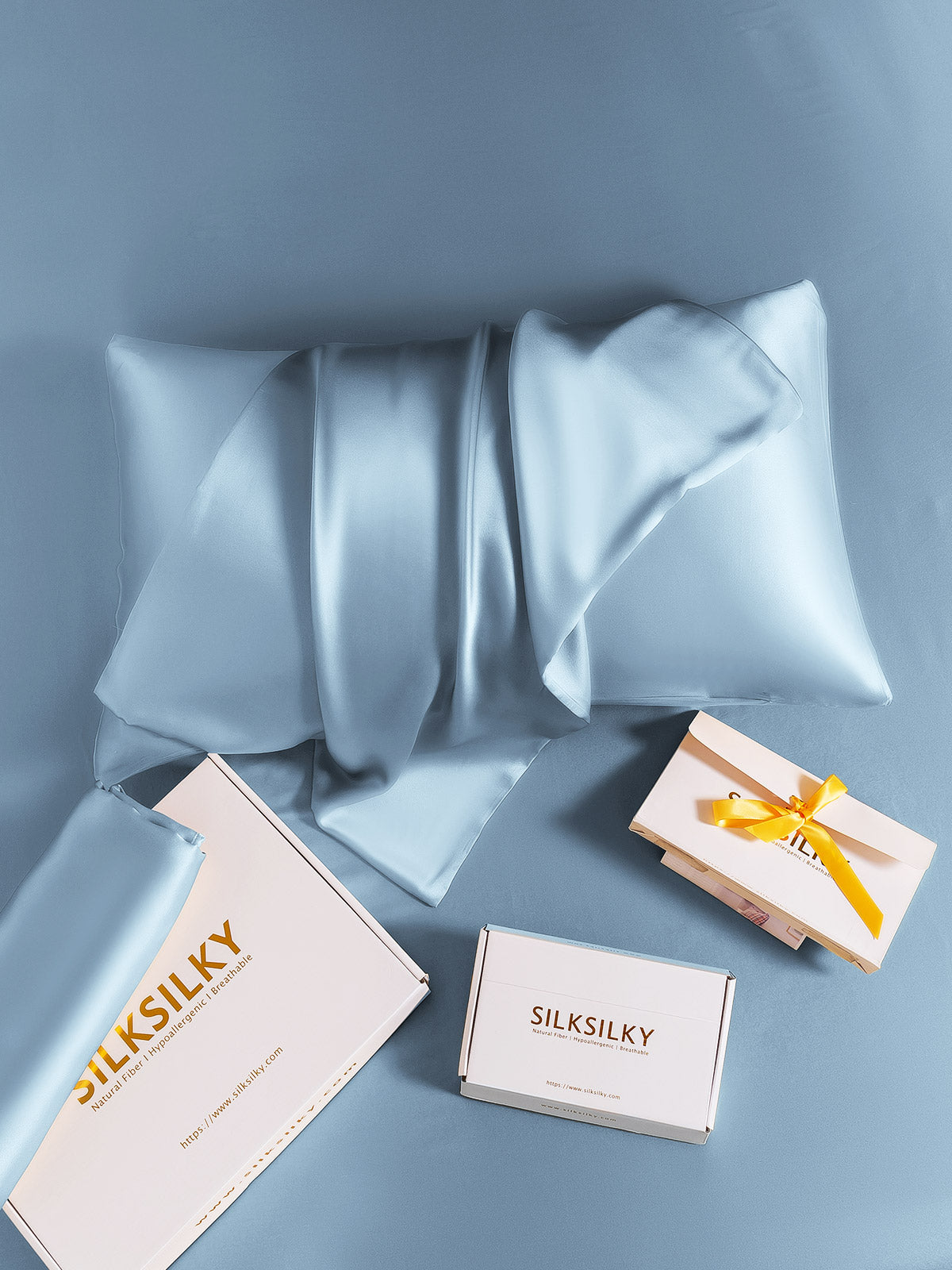 [Light Blue] SilkSilky-AU 19Momme Pure Silk Pillowcase 006
