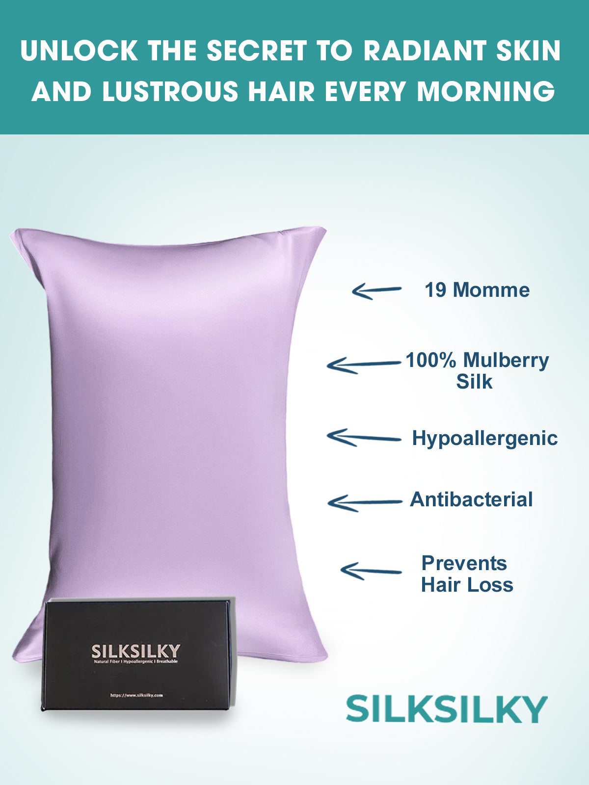 [Light Blue] SilkSilky-AU 19Momme Pure Silk Pillowcase 015