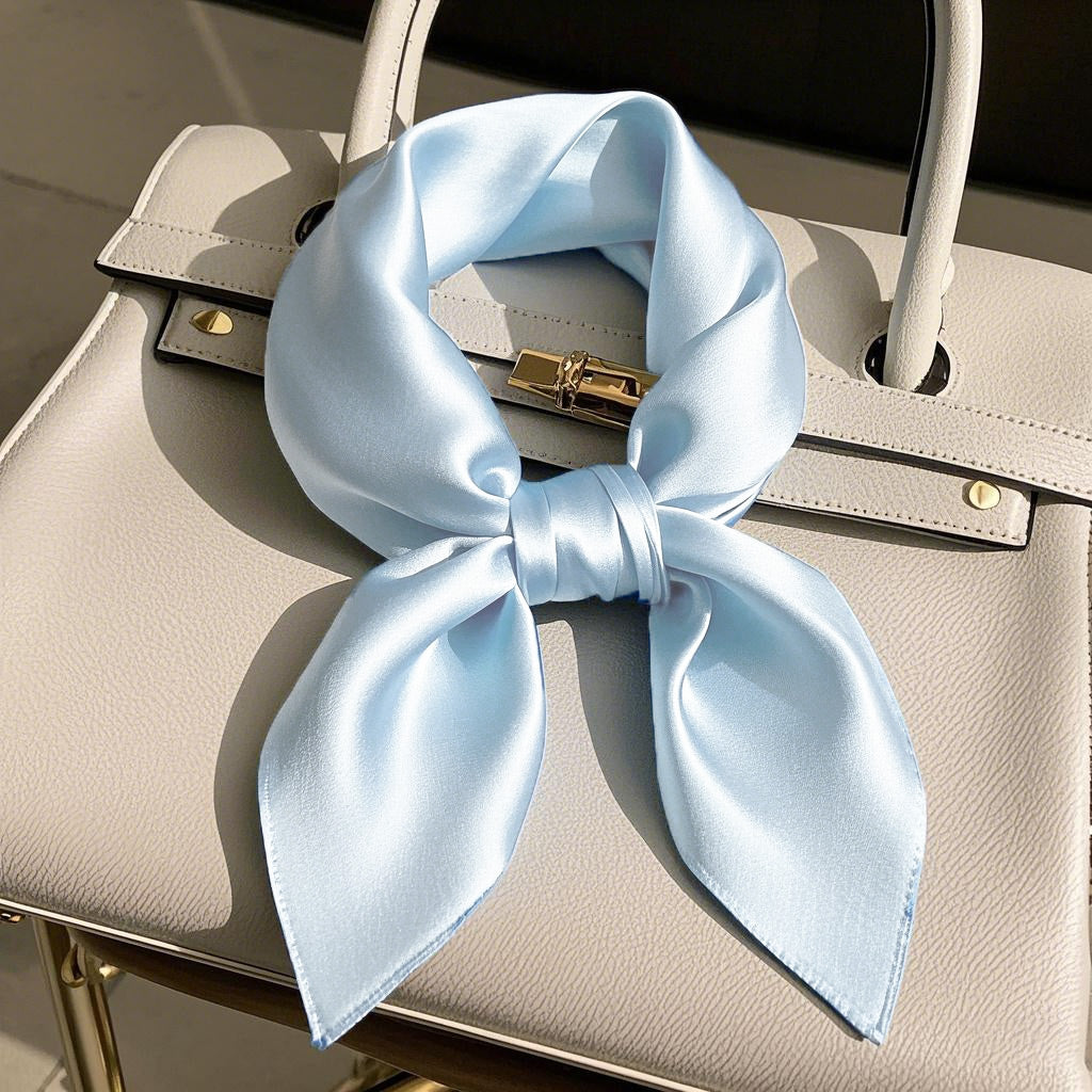 [Light Blue] SilkSilky-AU Pure Silk Scarf 003