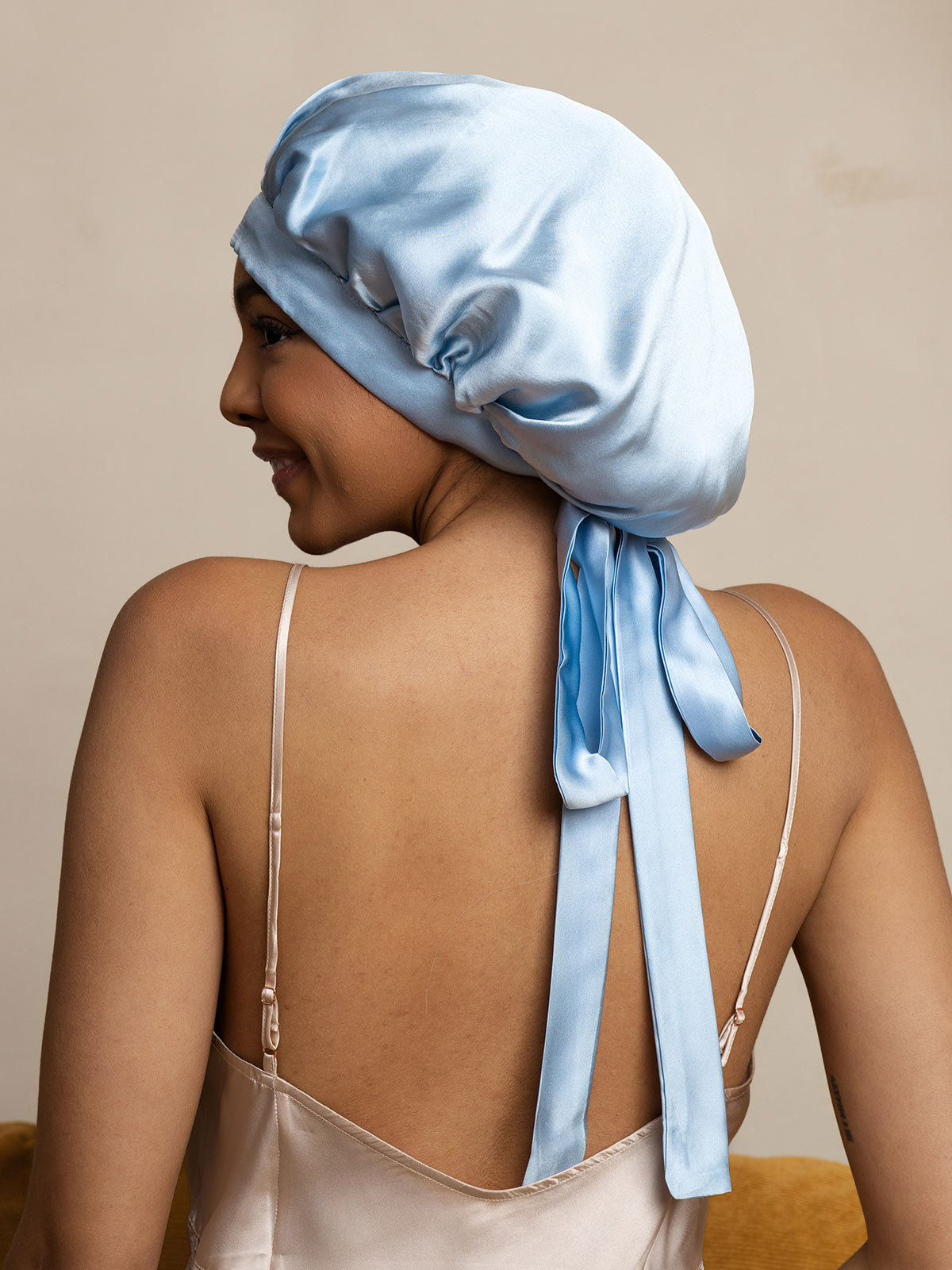 [Light Blue] SilkSilky-AU Pure Silk Sleep Cap 005