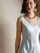 [Light Blue] SilkSilky-AU Sleeveless Scoop Neck Dress 003