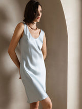 [Light Blue] SilkSilky-AU Sleeveless Scoop Neck Dress 004