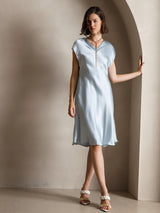 [Light Blue] SilkSilky-AU Sleeveless V Neck Dress 001