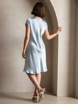 [Light Blue] SilkSilky-AU Sleeveless V Neck Dress 002