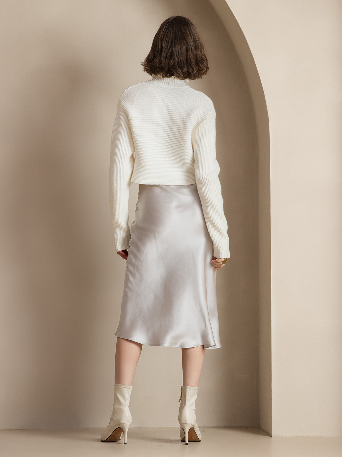 [Light Gray] SilkSilky-AU 19Momme Pure Silk Skirt 002