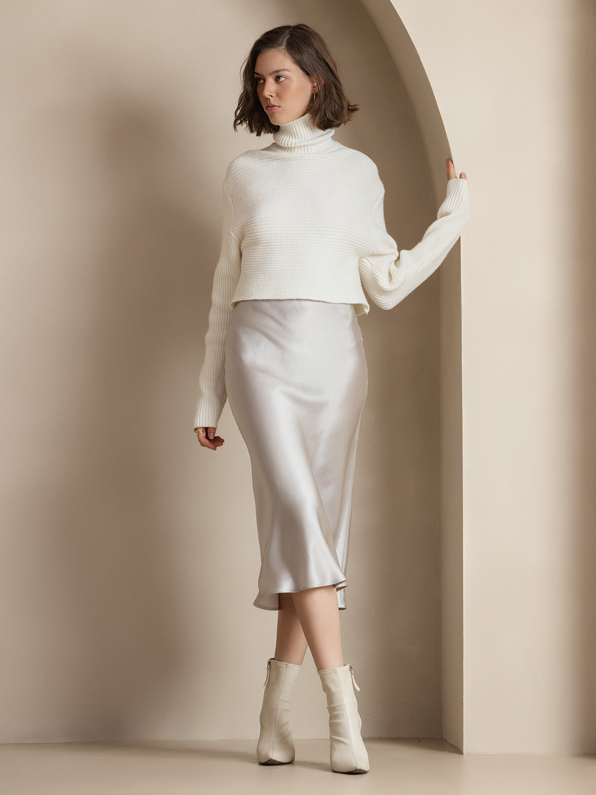 [Light Gray] SilkSilky-AU 19Momme Pure Silk Skirt 003