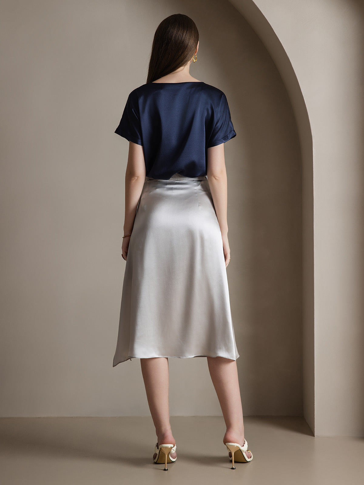 [Light Gray] SilkSilky-AU 19Momme Silk Skirt 003