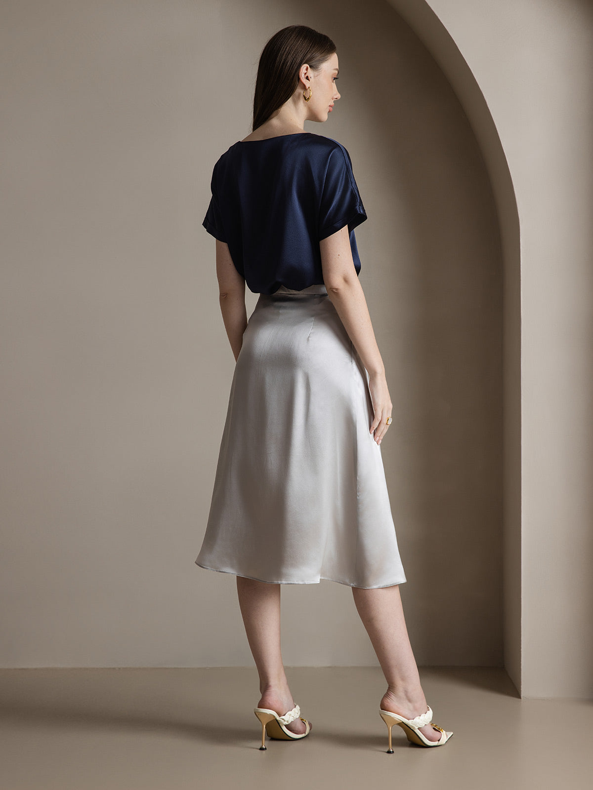 [Light Gray] SilkSilky-AU 19Momme Silk Skirt 006